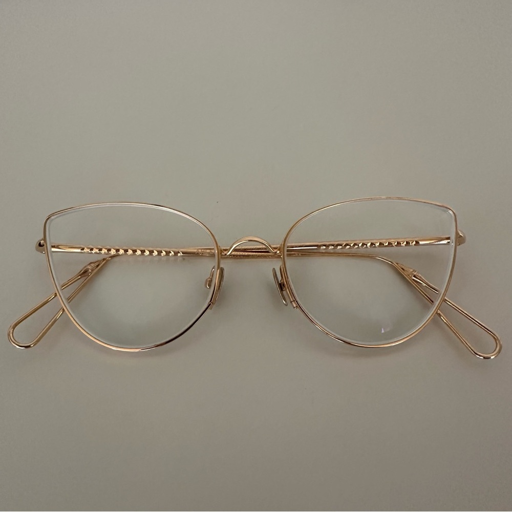 Like New Ahlem Place Du Louvre Gold Cat Eye Optical Glasses 56mm